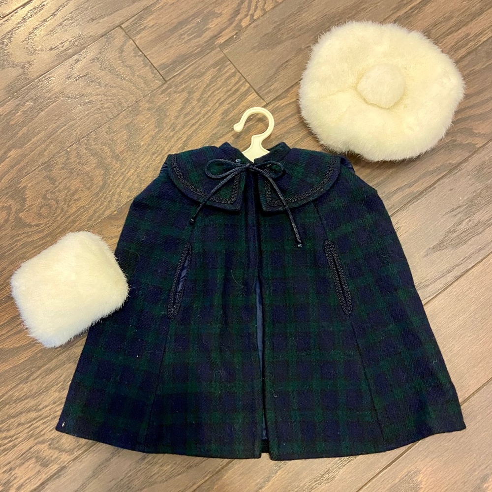 Vintage American Girl Samantha’s Winter Outfit - Plaid Cape, Hat, and Muff